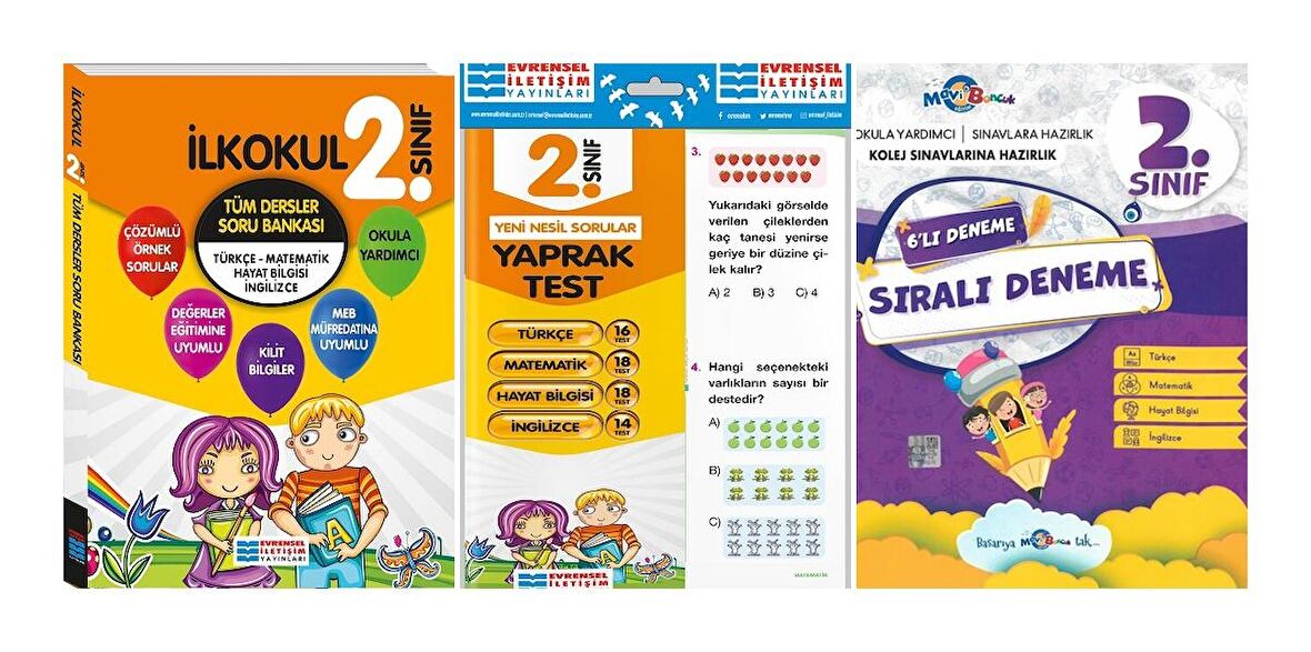 Evrensel İletişim 2. Sınıf Tüm Dersler Soru Bankası + Yaprak Test + Deneme Seti 3 Kitap 2023