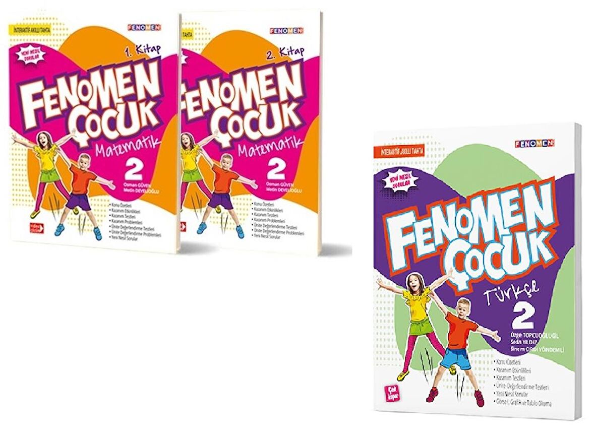 Fenomen Çocuk 2. Sınıf Türkçe + Matematik 1. Ve 2. Kitap Seti 3 Kitap 2023