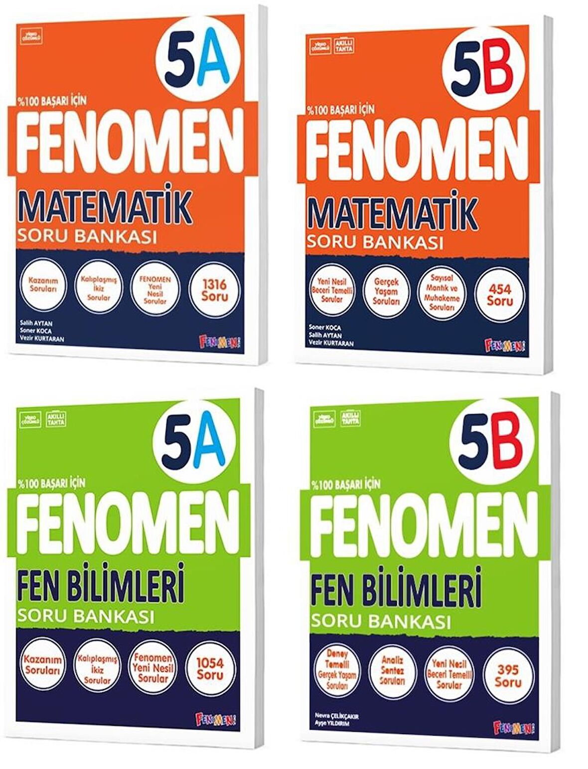 Fenomen Okul 2024 5. Sınıf Matematik + Fen Bilimleri A + B Soru Bankası Seti 4 Kitap