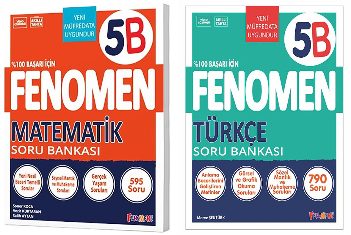 Fenomen Okul 2025 5. Sınıf Matematik + Türkçe B Serisi Soru Seti 2 Kitap Güncel Müfredat