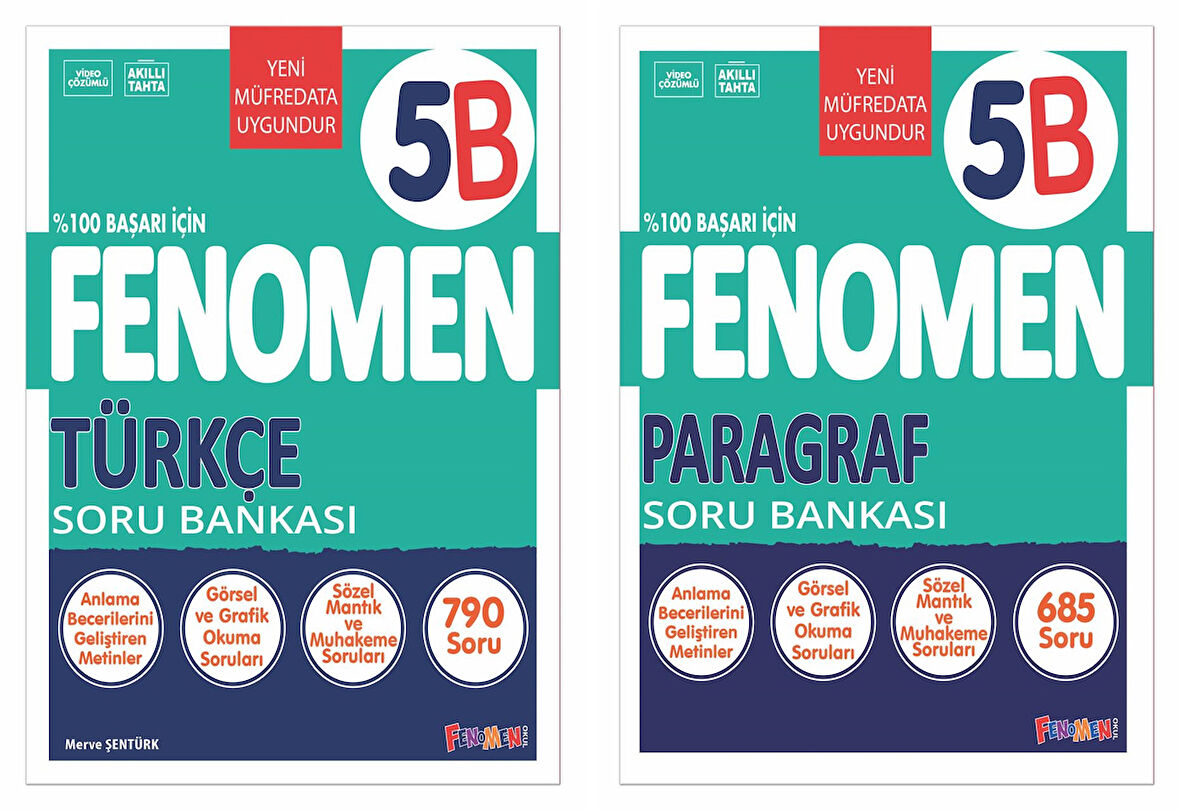 Fenomen Okul 2025 5. Sınıf Türkçe + Paragraf B Serisi Soru Seti 2 Kitap Güncel Müfredat