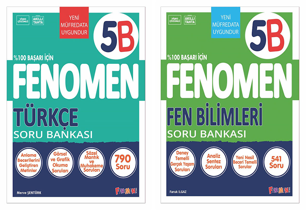 Fenomen Okul 2025 5. Sınıf Türkçe + Fen Bilimleri B Serisi Soru Seti 2 Kitap Güncel Müfredat