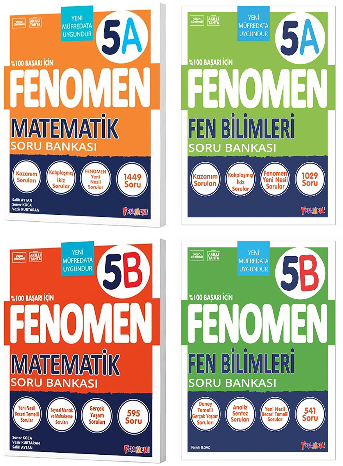 Fenomen Okul 2025 5. Sınıf Matematik + Fen Bilimleri A + B Serisi Soru Seti 4 Kitap Güncel Müfredat