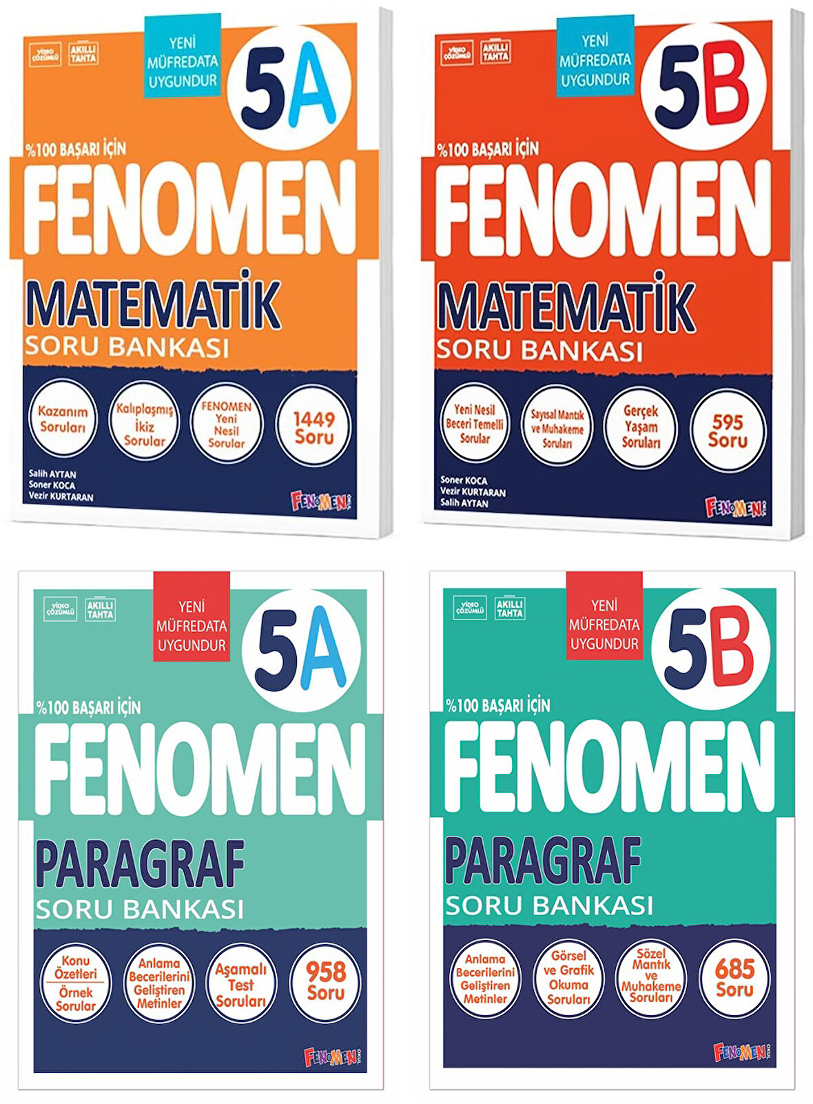 Fenomen Okul 2025 5. Sınıf Matematik + Paragraf A + B Serisi Soru Seti 4 Kitap Güncel Müfredat