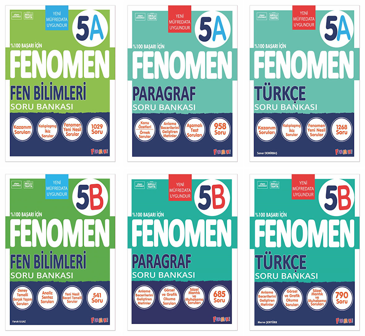 Fenomen Okul 2025 5. Sınıf Paragraf + Türkçe + Fen A + B Serisi Soru Seti 6 Kitap Güncel Müfredat