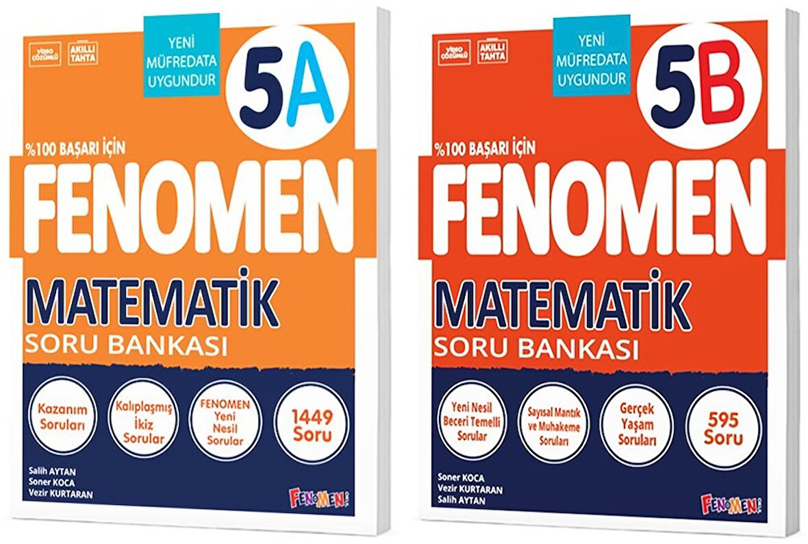 Fenomen Okul 2025 5. Sınıf Matematik A + B Serisi Soru Seti 2 Kitap Güncel Müfredat