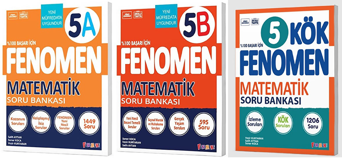 Fenomen Okul 2025 5. Sınıf Matematik A + B + Kök Seti 3 Kitap Güncel Müfredat