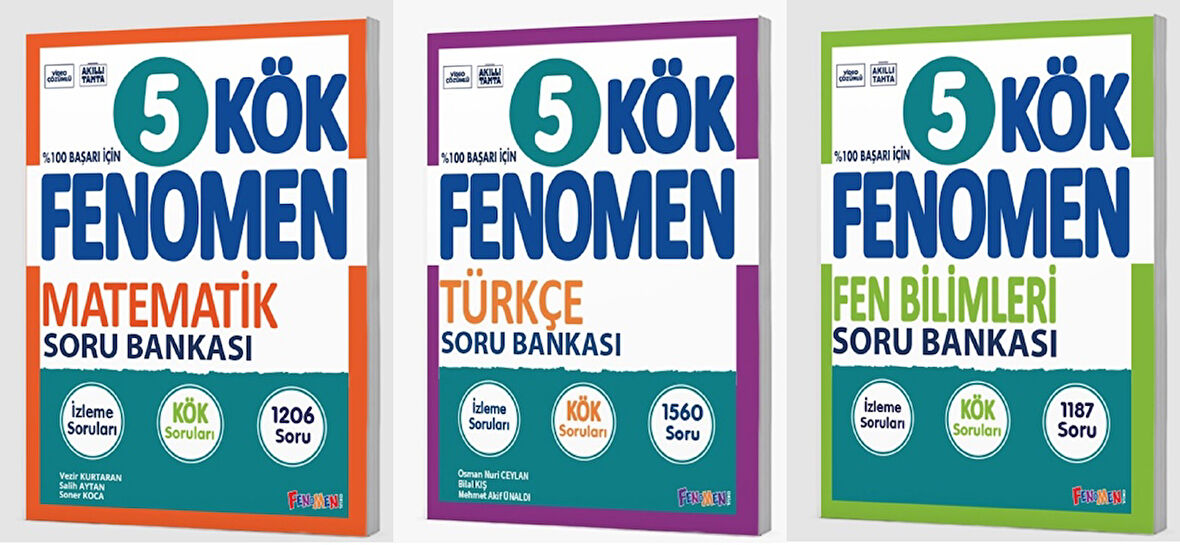 Fenomen Okul 2025 5. Sınıf Matematik + Türkçe + Fen Kök Soru Seti 3 Kitap Güncel Müfredat
