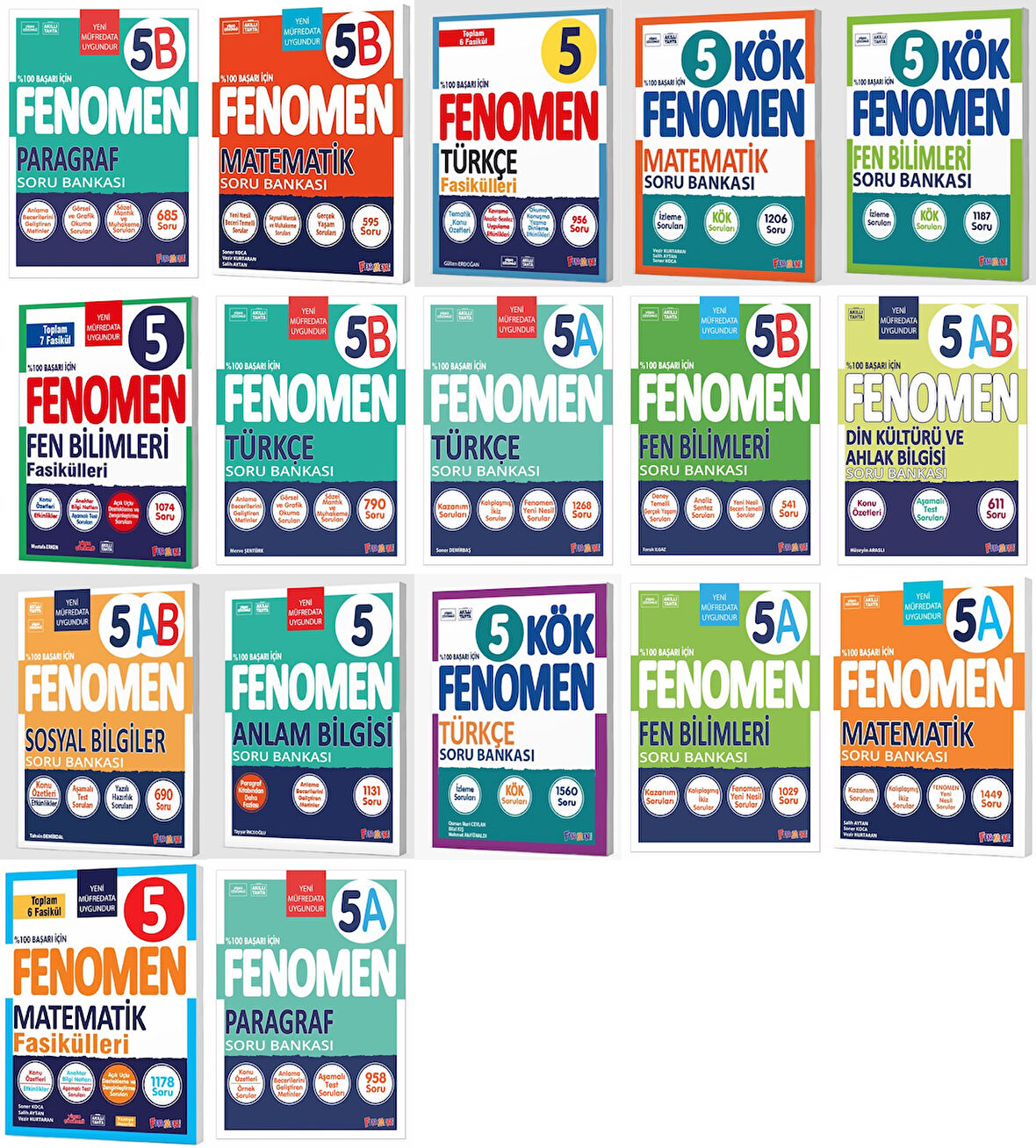 Fenomen Okul 2025 5. Sınıf Tüm Dersler A + B + Kök + Fasikül Tam 17 Seti Kitap Güncel Müfredat