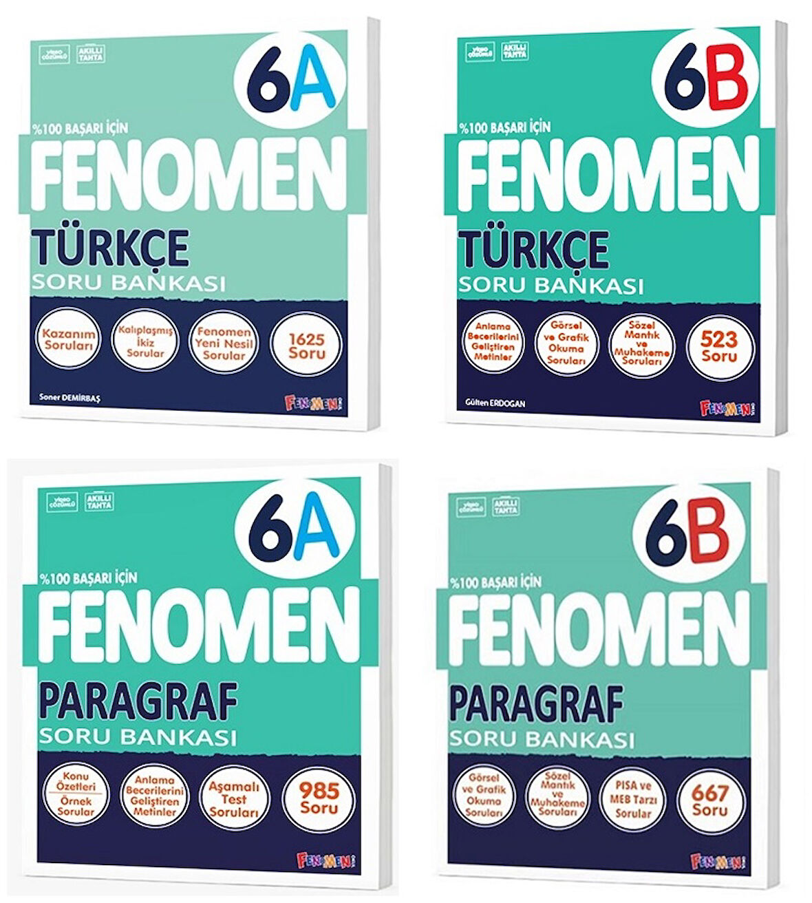 Fenomen Okul 2025 6. Sınıf Türkçe + Paragraf A + B Serisi Soru Seti 4 Kitap