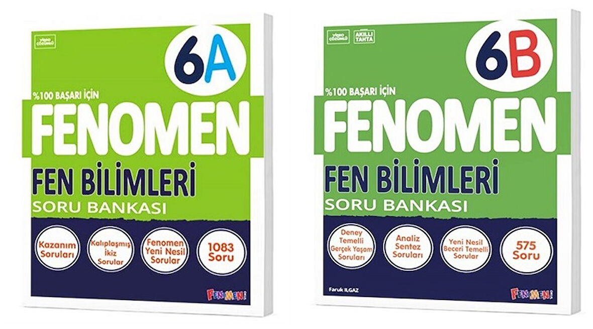 Fenomen Okul 2025 6. Sınıf Fen Bilimleri A + B Serisi Soru Seti 2 Kitap