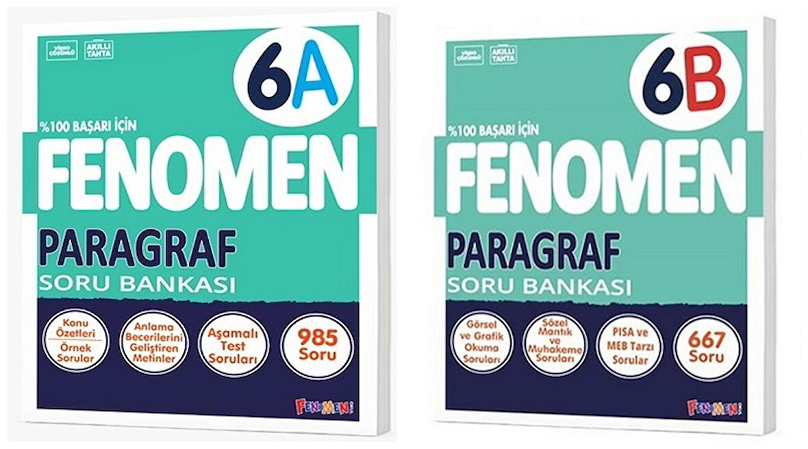 Fenomen Okul 2025 6. Sınıf Paragraf A + B Serisi Soru Seti 2 Kitap