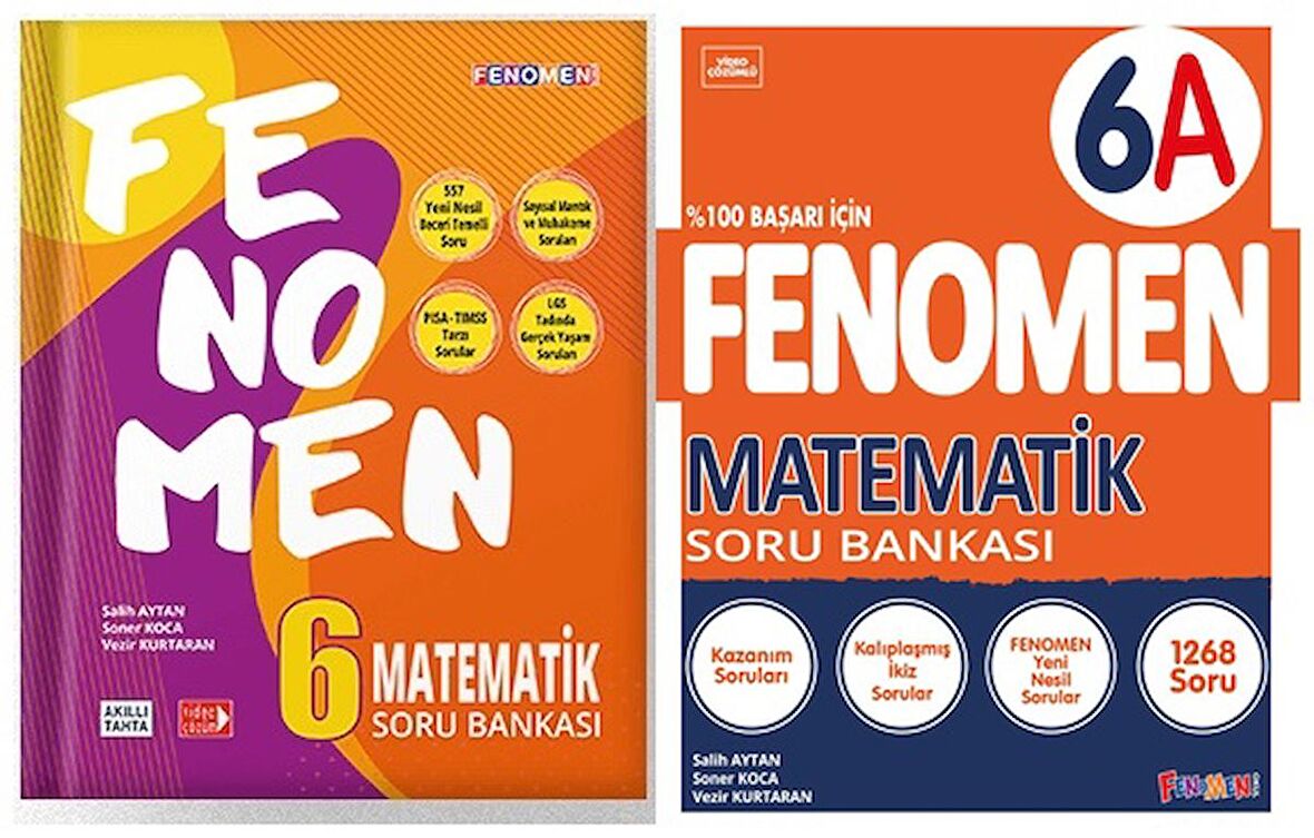 Fenomen Okul 6. Sınıf Matematik A + B Soru Bankası Seti 2 Kitap 2023