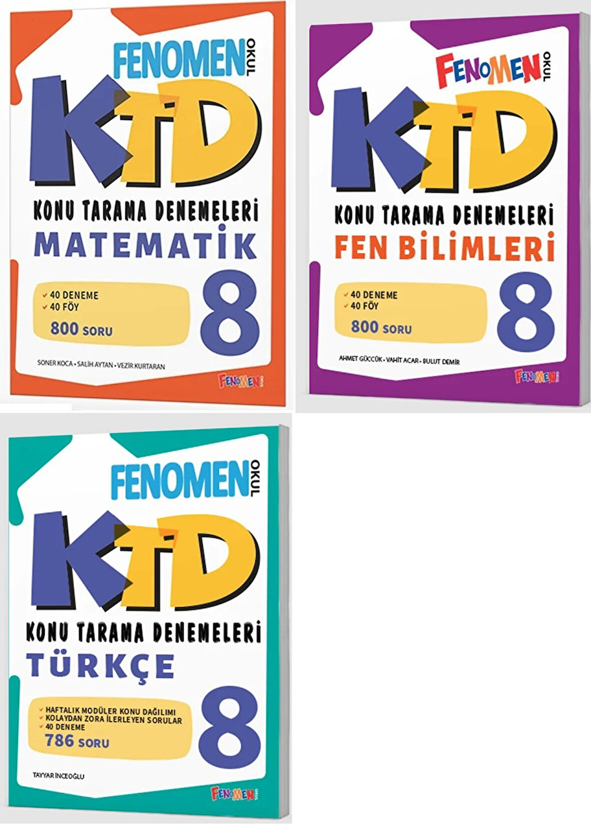 Fenomen Okul 2025 8. Sınıf Lgs Matematik + Türkçe + Fen Konu Tarama Denemeleri Seti 3 Kitap