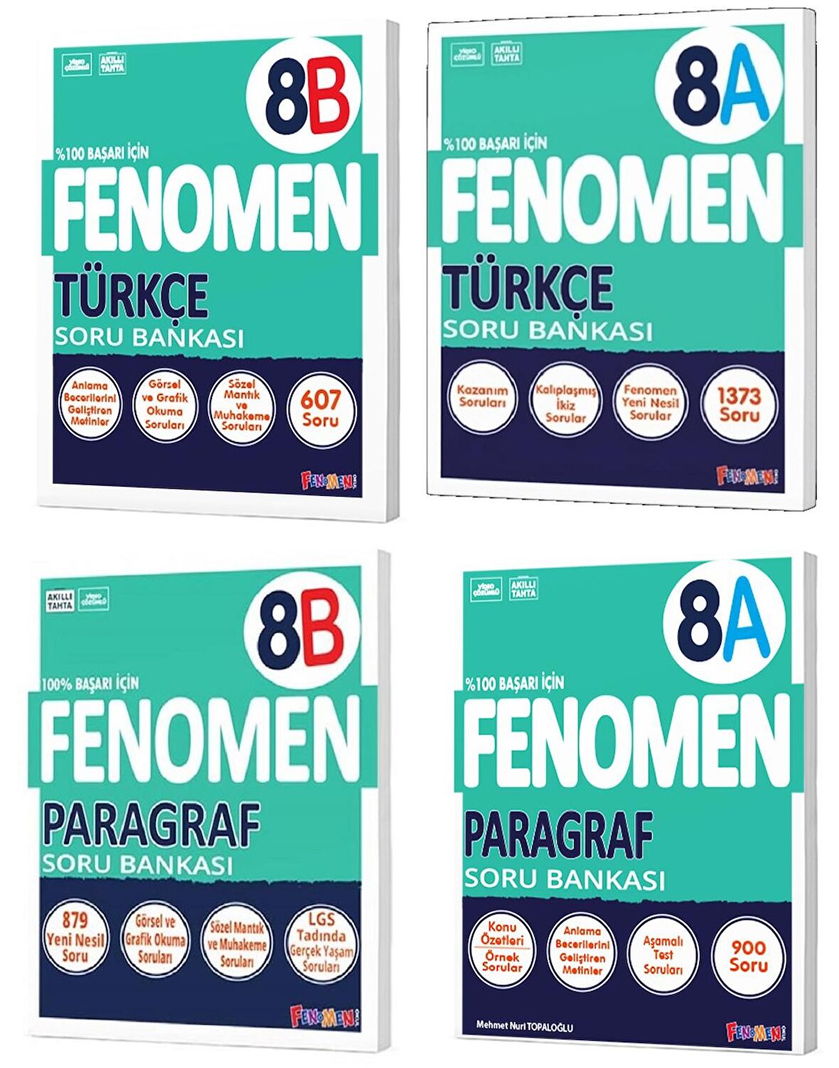 Fenomen Okul 2024 8. Sınıf Lgs Türkçe + Paragraf A + B Soru Bankası Seti 4 Kitap