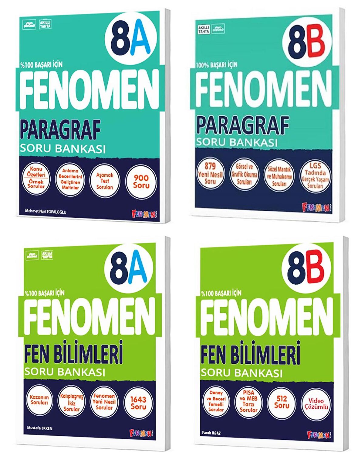 Fenomen Okul 2024 8. Sınıf Lgs Paragraf + Fen Bilimleri A + B Soru Bankası Seti 4 Kitap