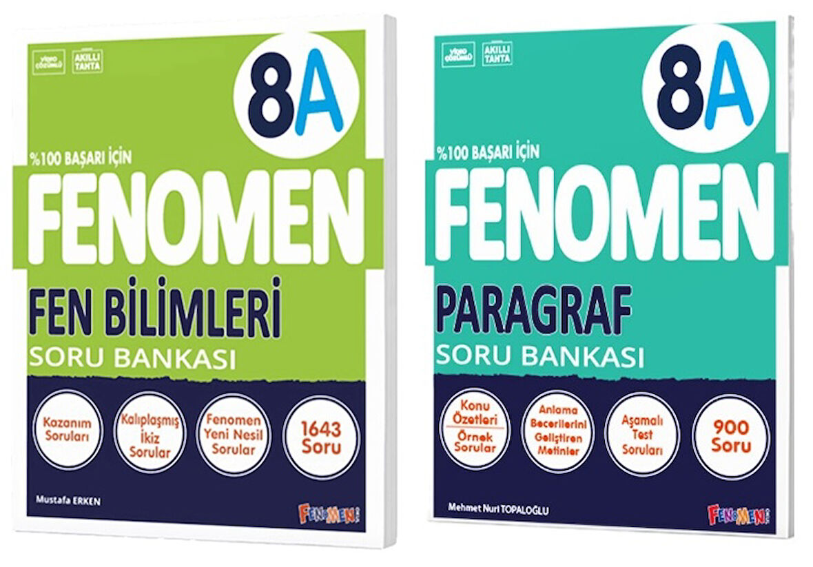 Fenomen Okul 2025 8. Sınıf Fen Bilimleri + Paragraf A Serisi Soru Bankası Seti 2 Kitap