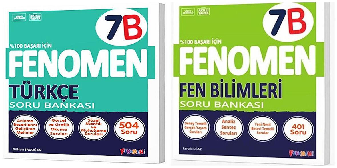 Fenomen Okul 2025 7. Sınıf Türkçe + Fen Bilimleri B Serisi Soru Seti 2 Kitap