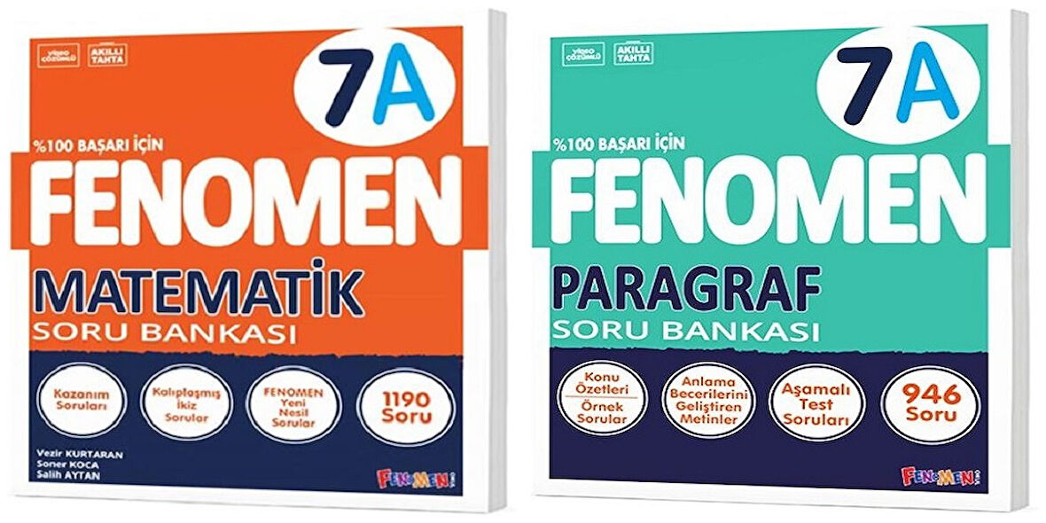 Fenomen Okul 2025 7. Sınıf Matematik + Paragraf A Serisi Soru Seti 2 Kitap