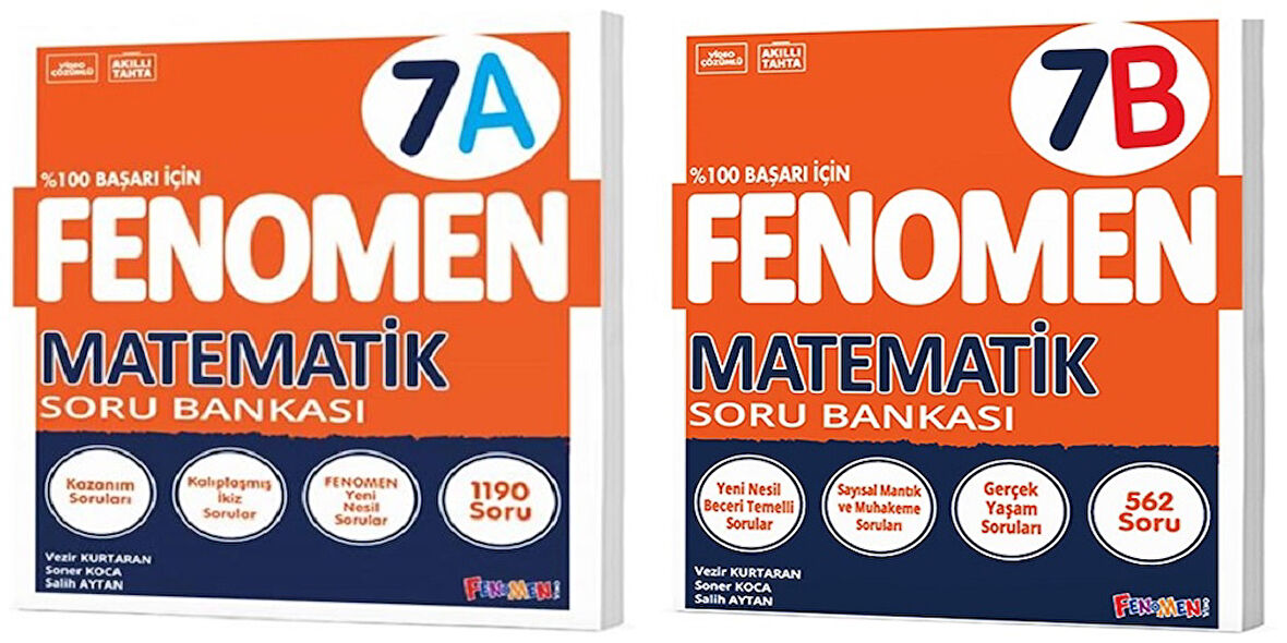 Fenomen Okul 2025 7. Sınıf Matematik A + B Serisi Soru Seti 2 Kitap