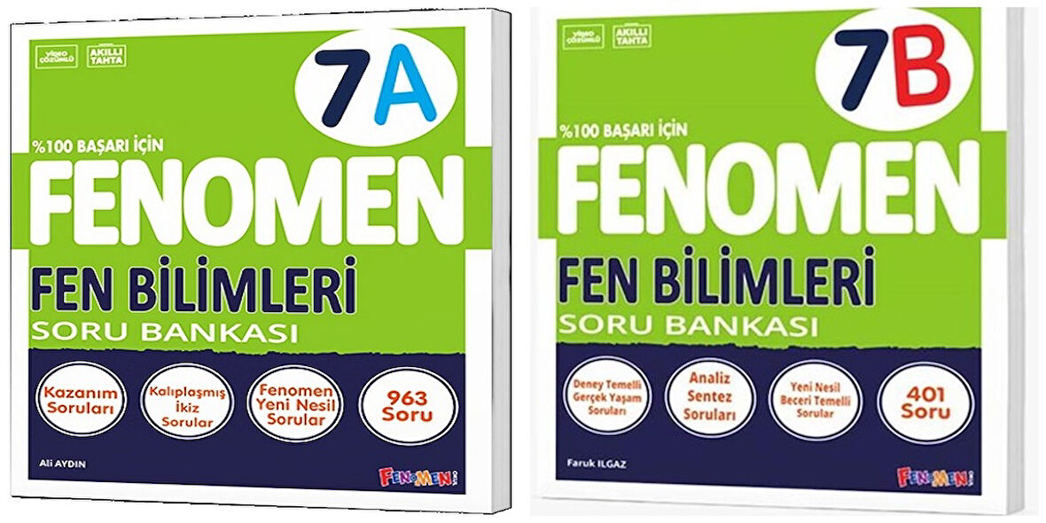 Fenomen Okul 2025 7. Sınıf Fen Bilimleri A + B Serisi Soru Seti 2 Kitap