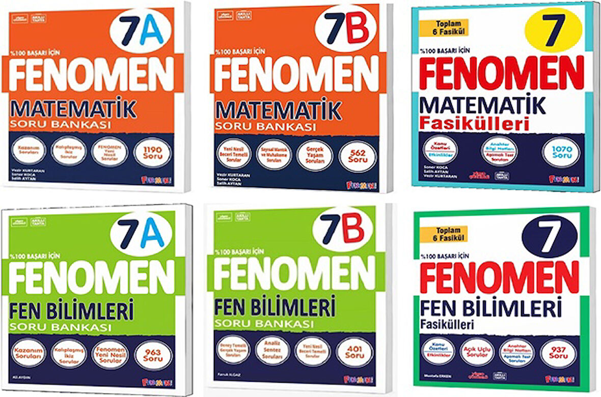 Fenomen Okul 2026 7. Sınıf Matematik + Fen Bilimleri A + B + Fasikül Seti 6 Kitap