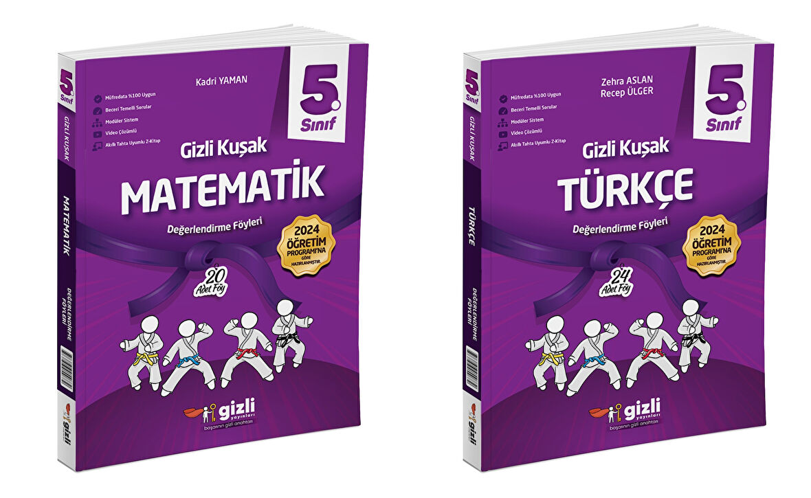 Gizli 2025 5. Sınıf Matematik + Türkçe Gizli Kuşak Serisi Seti 2 Kitap