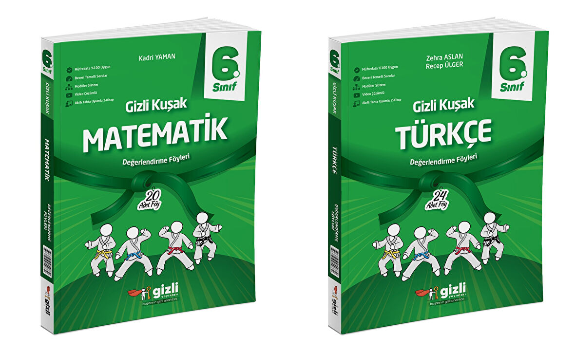 Gizli 2025 6. Sınıf Matematik + Türkçe Gizli Kuşak Serisi Seti 2 Kitap