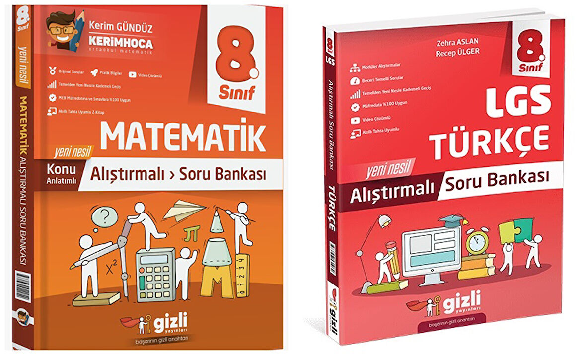 Gizli 2025 8. Sınıf Lgs Matematik + Türkçe Alıştırmalı Soru Bankası Seti 2 Kitap