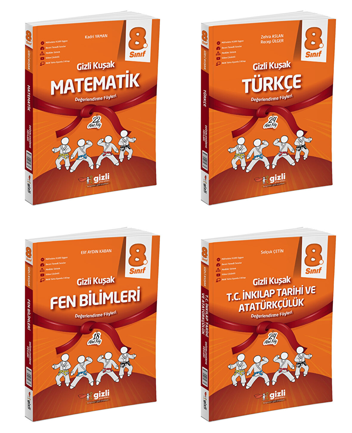 Gizli 2025 8. Sınıf Lgs Matematik + Türkçe + Fen + İnkılap Gizli Kuşak Serisi Seti 4 Kitap