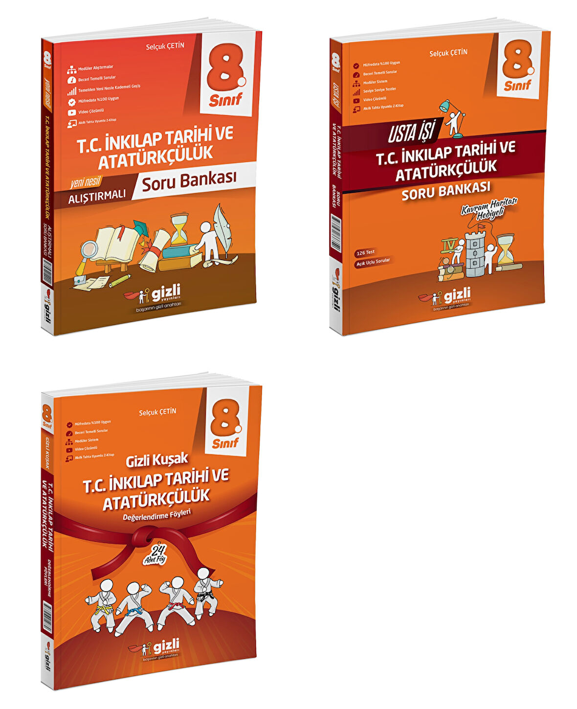 Gizli Yayınları 2025 8. Sınıf Lgs İnkılap Bilgiler Alıştırmalı + Usta İşi + Gizli Kuşak Serisi Seti 3 Kitap