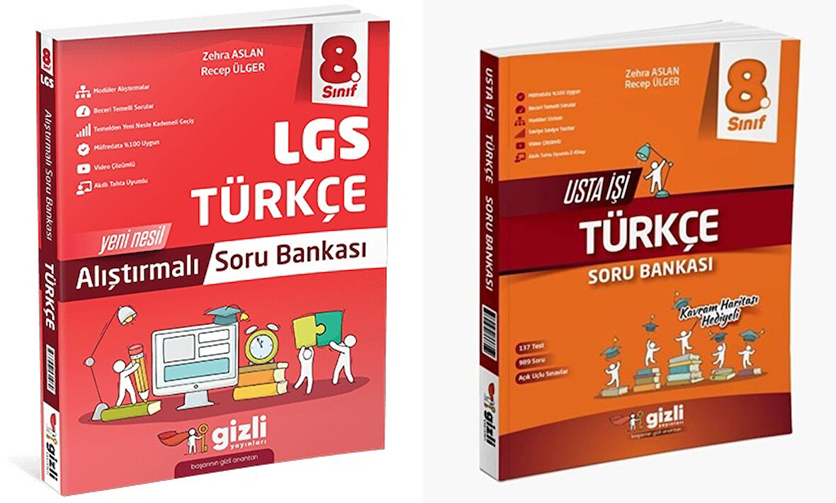 Gizli 2025 8. Sınıf Lgs Türkçe Alıştırmalı + Usta İşi Soru Bankası Seti 2 Kitap Güncel Müfredat