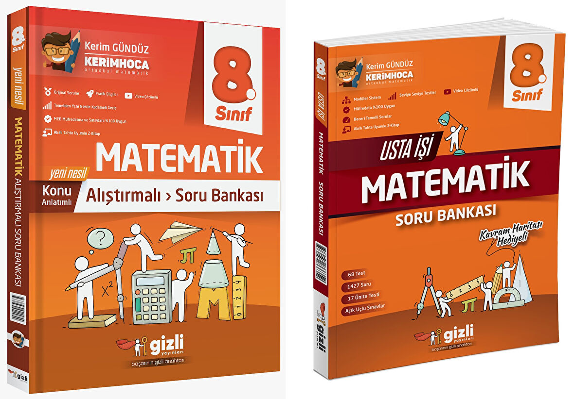 Gizli 2025 8. Sınıf Lgs Matematik Alıştırmalı + Usta İşi Soru Bankası Seti 2 Kitap Güncel Müfredat