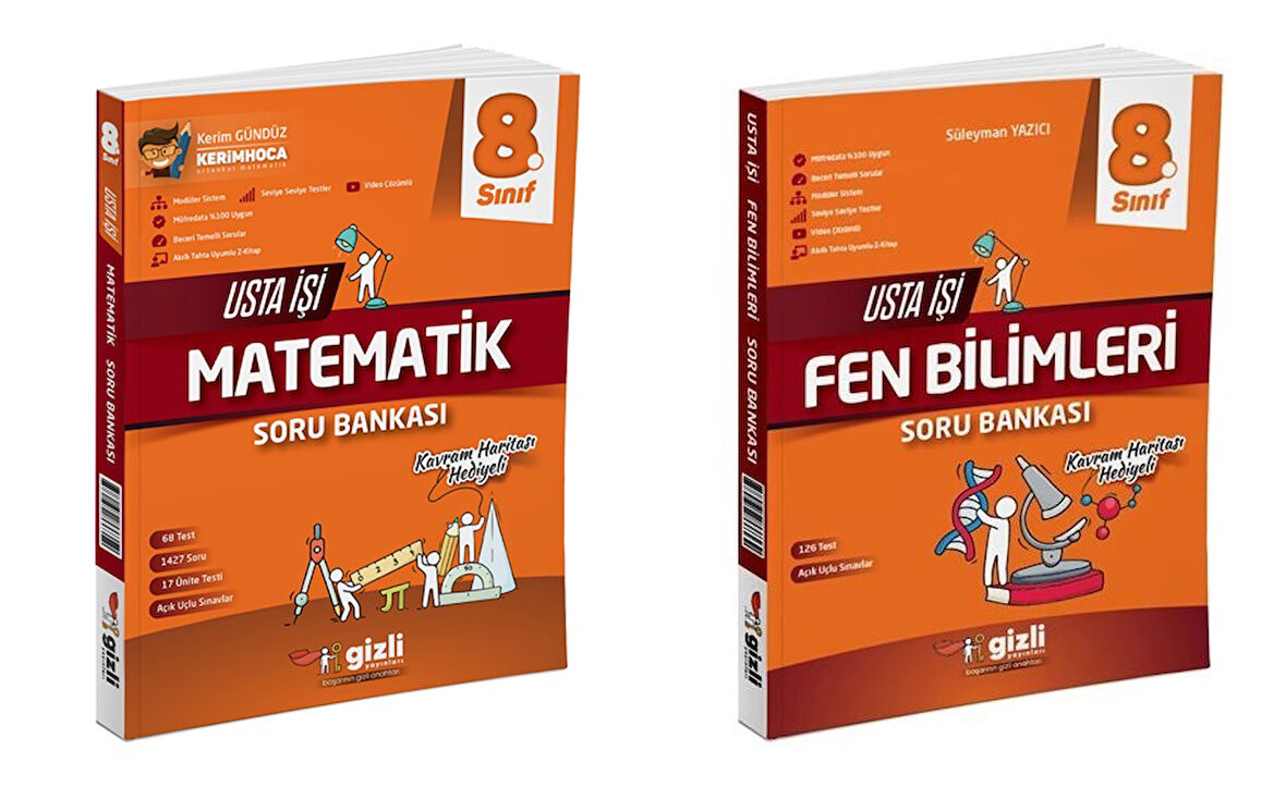 Gizli 2025 8. Sınıf Lgs Matematik + Fen Bilimleri Usta İşi Soru + Kavram Haritası Seti 2 Kitap
