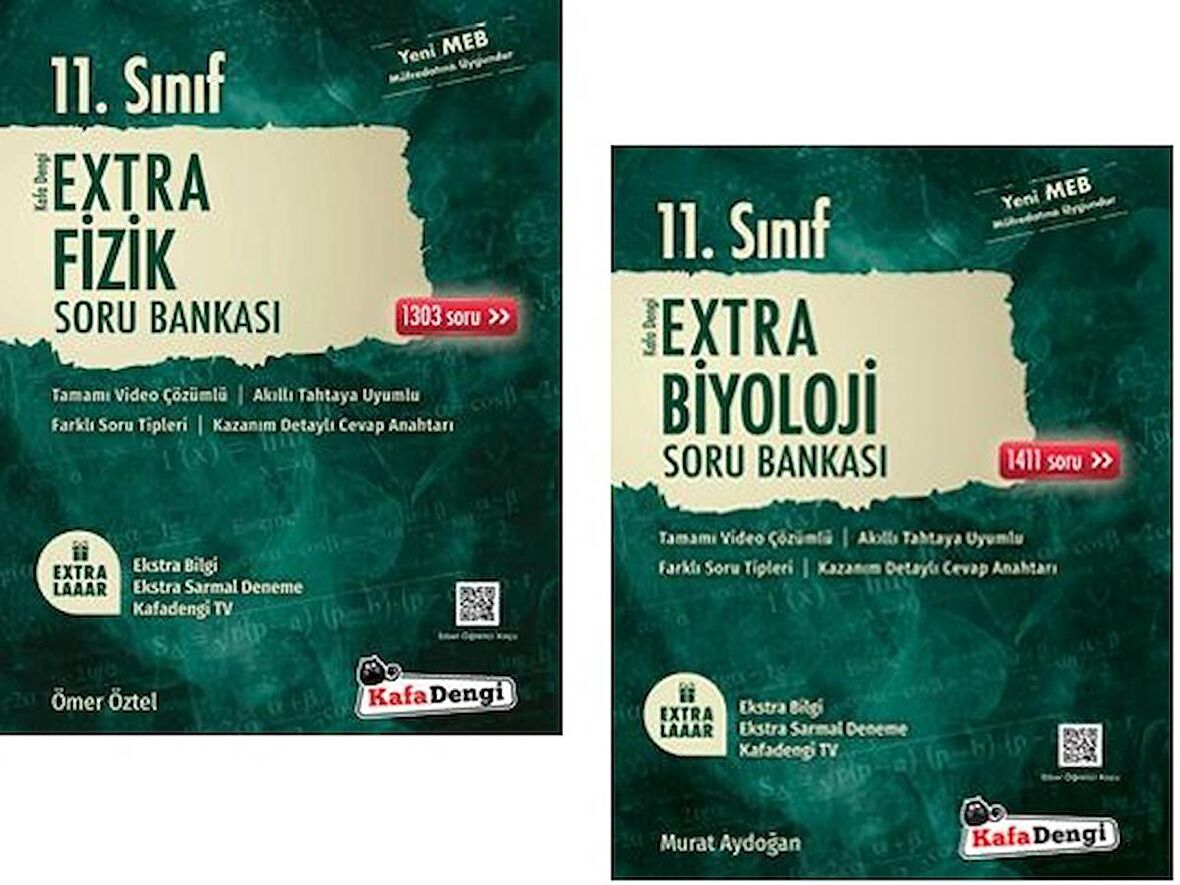Kafadengi 11. Sınıf Fizik + Biyoloji Extra Soru Bankası Seti 2 Kitap 2023