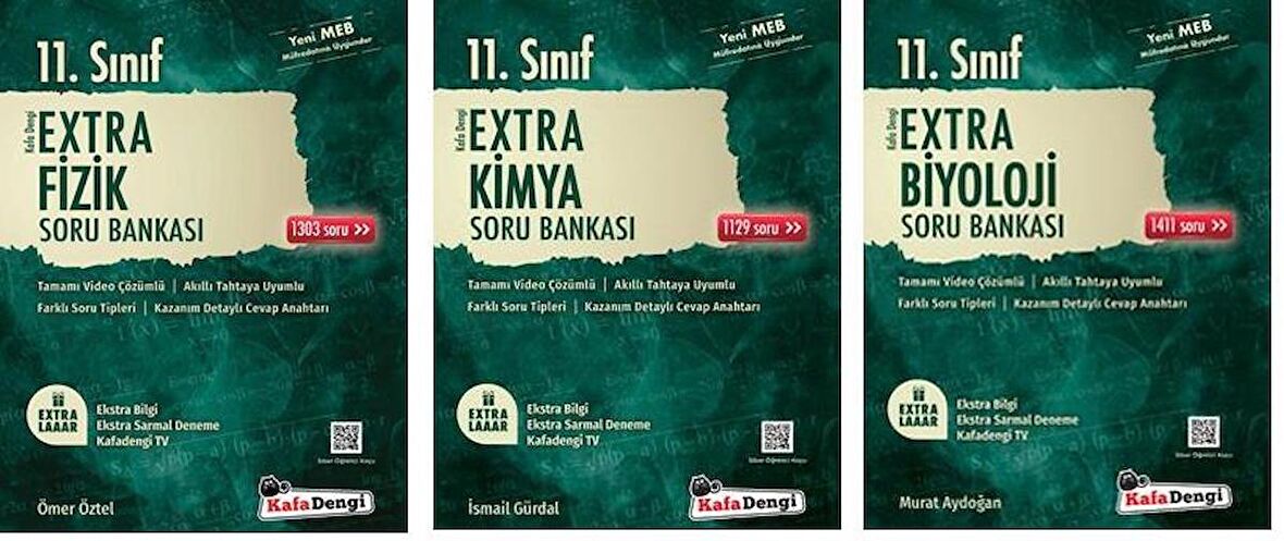 Kafadengi 11. Sınıf Fizik Kimya Biyoloji Extra Soru Bankası Seti 2023