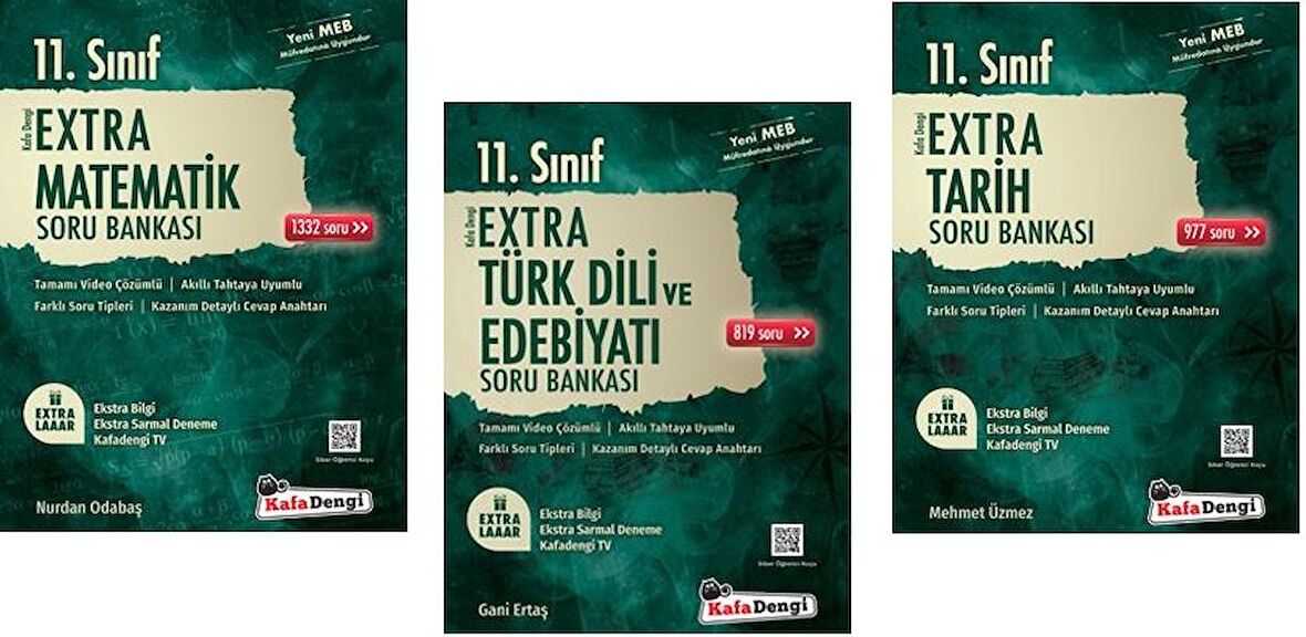 Kafadengi 11. Sınıf Matematik + Edebiyat + Tarih Extra Soru Seti 3 Kitap 2023