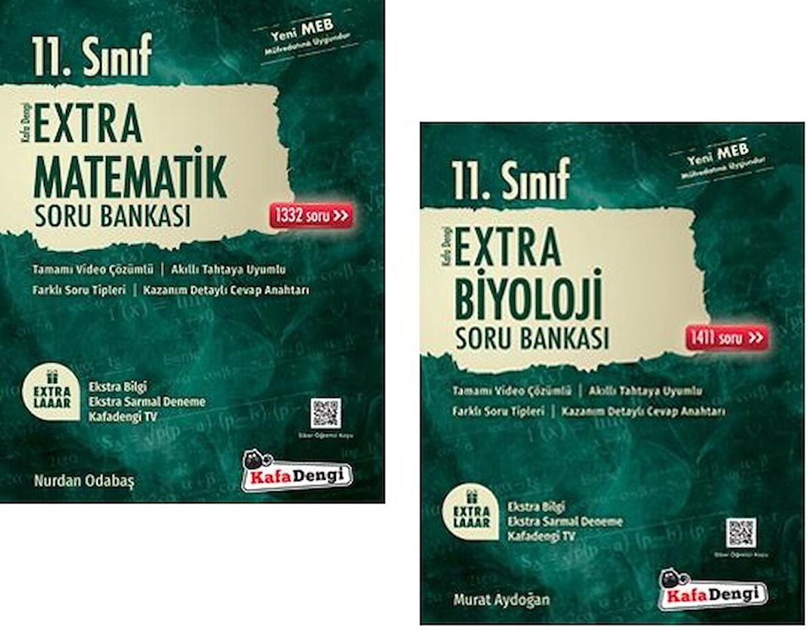 Kafadengi 11. Sınıf Matematik + Biyoloji Extra Soru Bankası Seti 2 Kitap 2023
