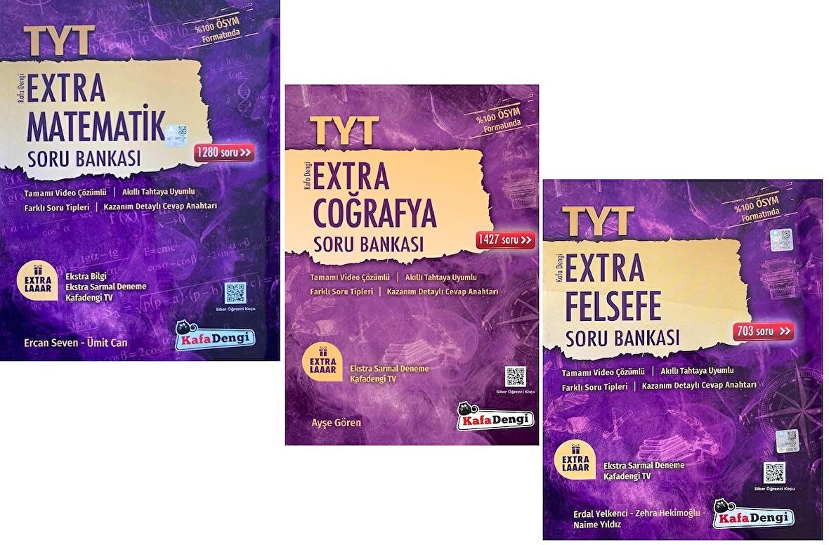 Kafadengi Tyt Matematik + Coğrafya + Felsefe Extra Soru Seti 3 Kitap 2023