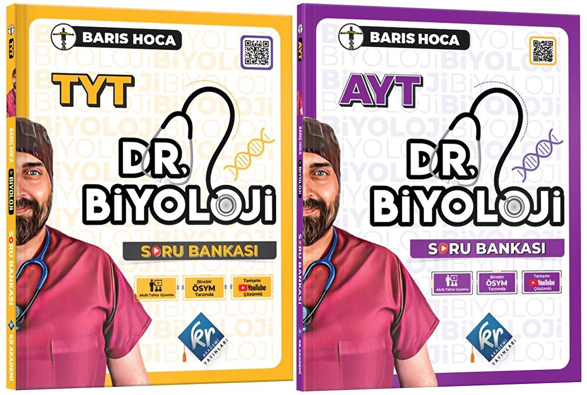 Kr Akademi 2024 Tyt + Ayt Barış Hoca Dr. Biyoloji Soru Bankası Seti 2 Kitap