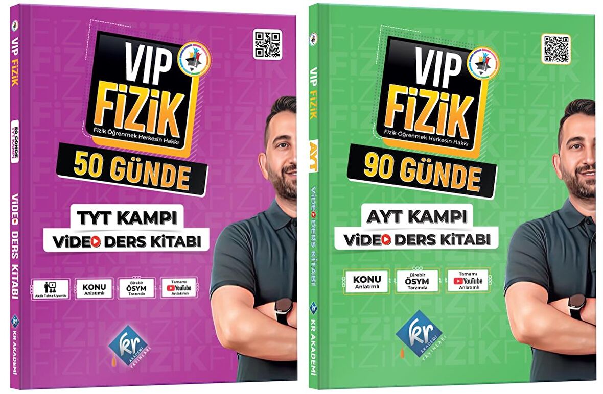 Kr Akademi 2024 Tyt + Ayt Vip Fizik Video Ders Kitabı Seti 2 Kitap