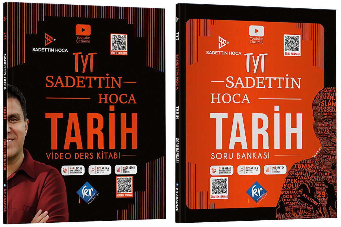 Kr Akademi 2025 Tyt Tarih Sadettin Hoca Video Ders Kitabı + Soru Bankası Seti 2 Kitap