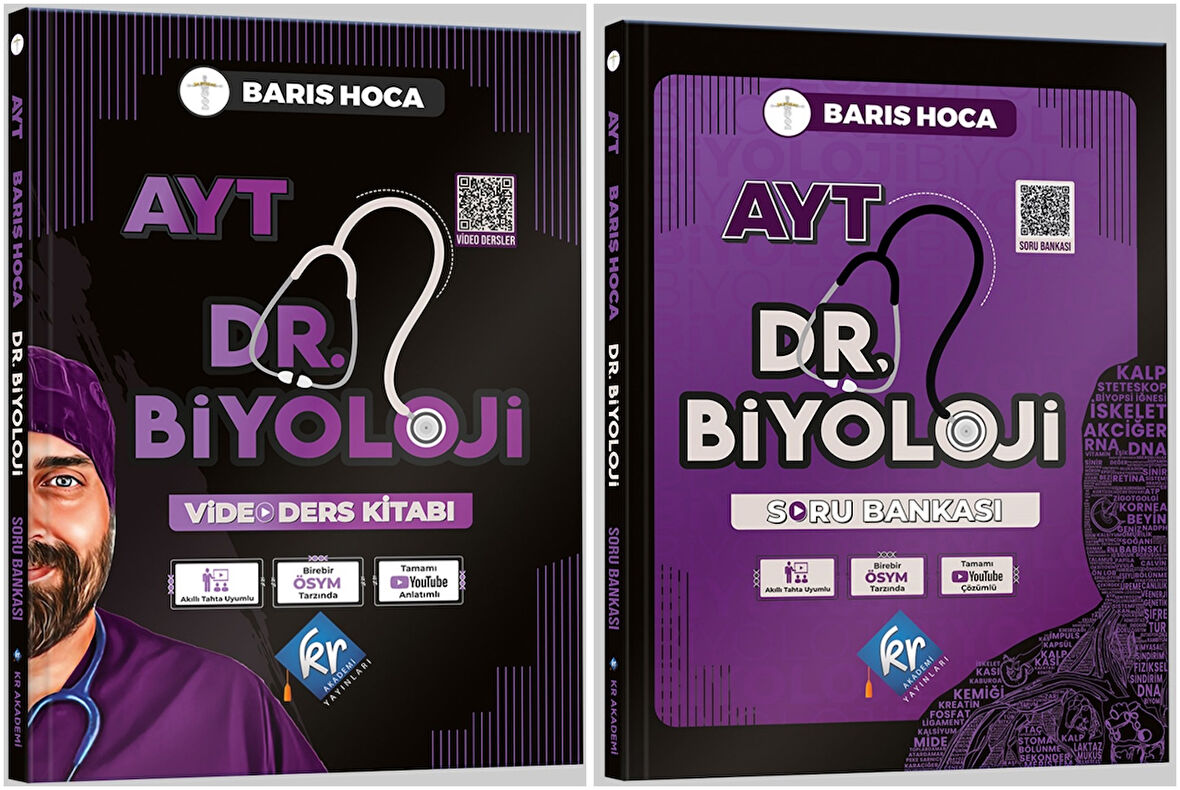 Kr Akademi 2025 Ayt Barış Hoca Dr. Biyoloji Video Ders Kitabı + Soru Seti 2 Kitap