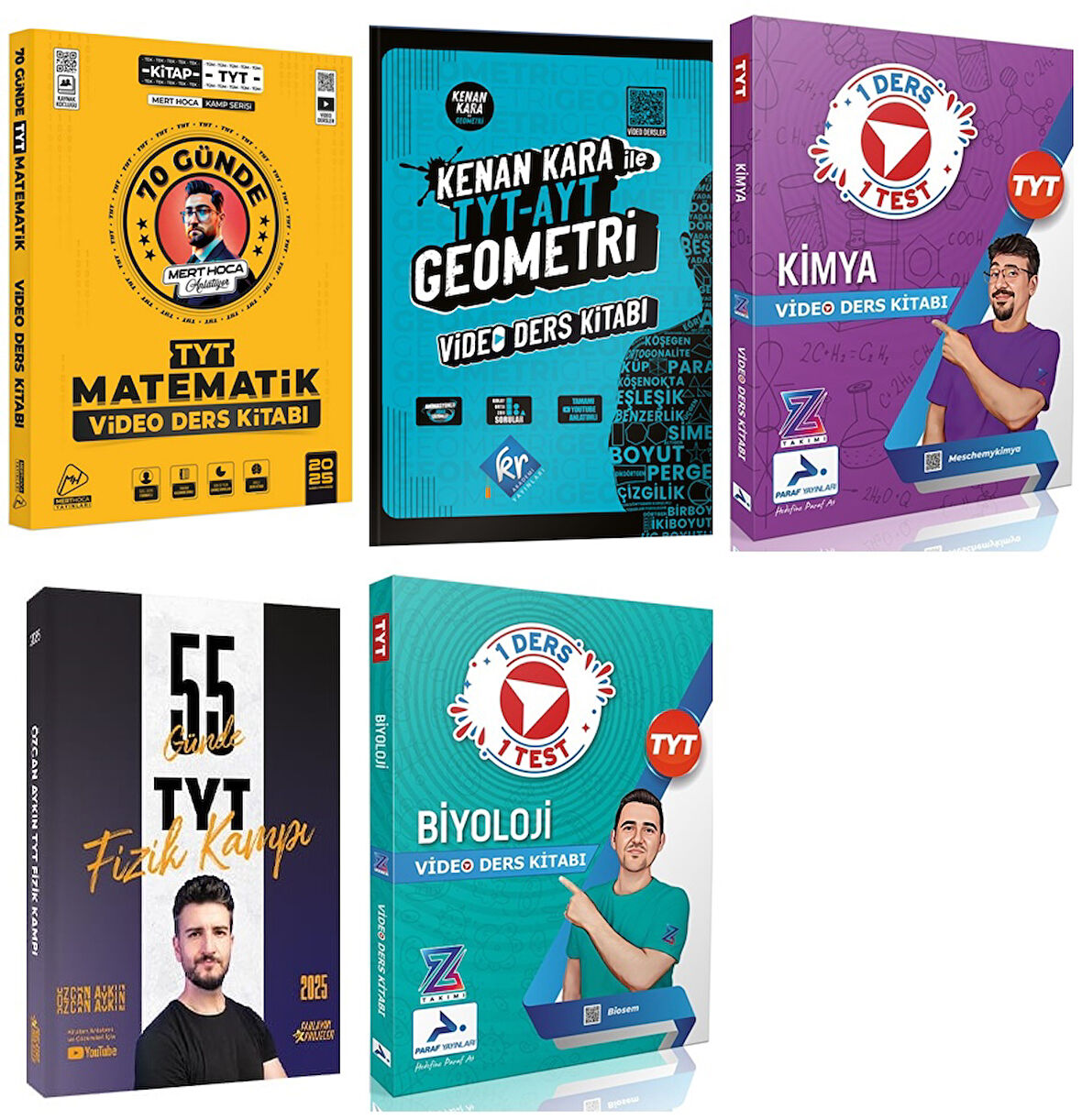 Tyt Matematik Mert Hoca + Geometri Kenan Kara + Özcan Aykın Fizik + Biosem Biyoloji + Meschemykimya Video Ders Kitabı Seti 5 Kitap