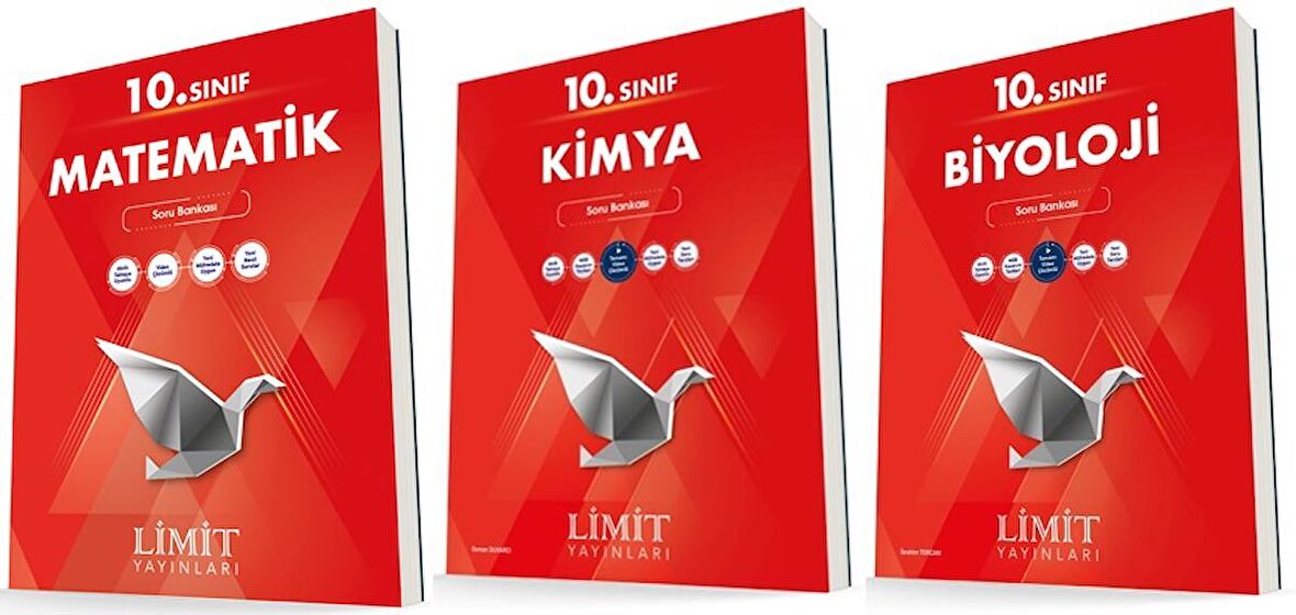 Limit 10. Sınıf Matematik + Kimya + Biyoloji Soru Bankası Seti 3 Kitap 2023