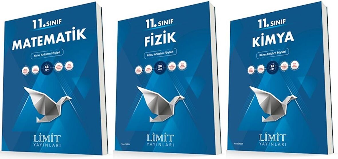 Limit 11. Sınıf Matematik + Fizik + Kimya Konu Föyleri Seti 3 Kitap 2023