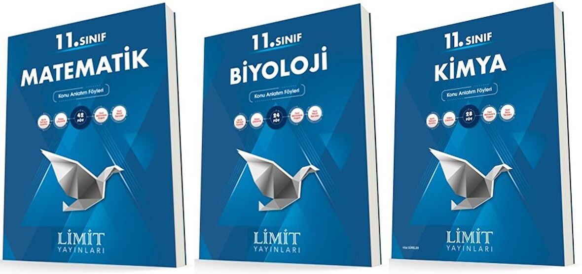 Limit 11. Sınıf Matematik + Kimya + Biyoloji Konu Föyleri Seti 3 Kitap 2023