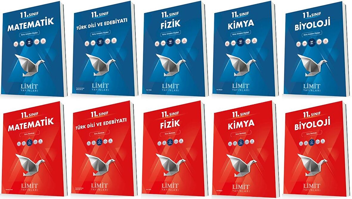 Limit 11. Sınıf Matematik + Edebiyat + Fizik + Kimya + Biyoloji Soru Seti 10 Kitap 2023