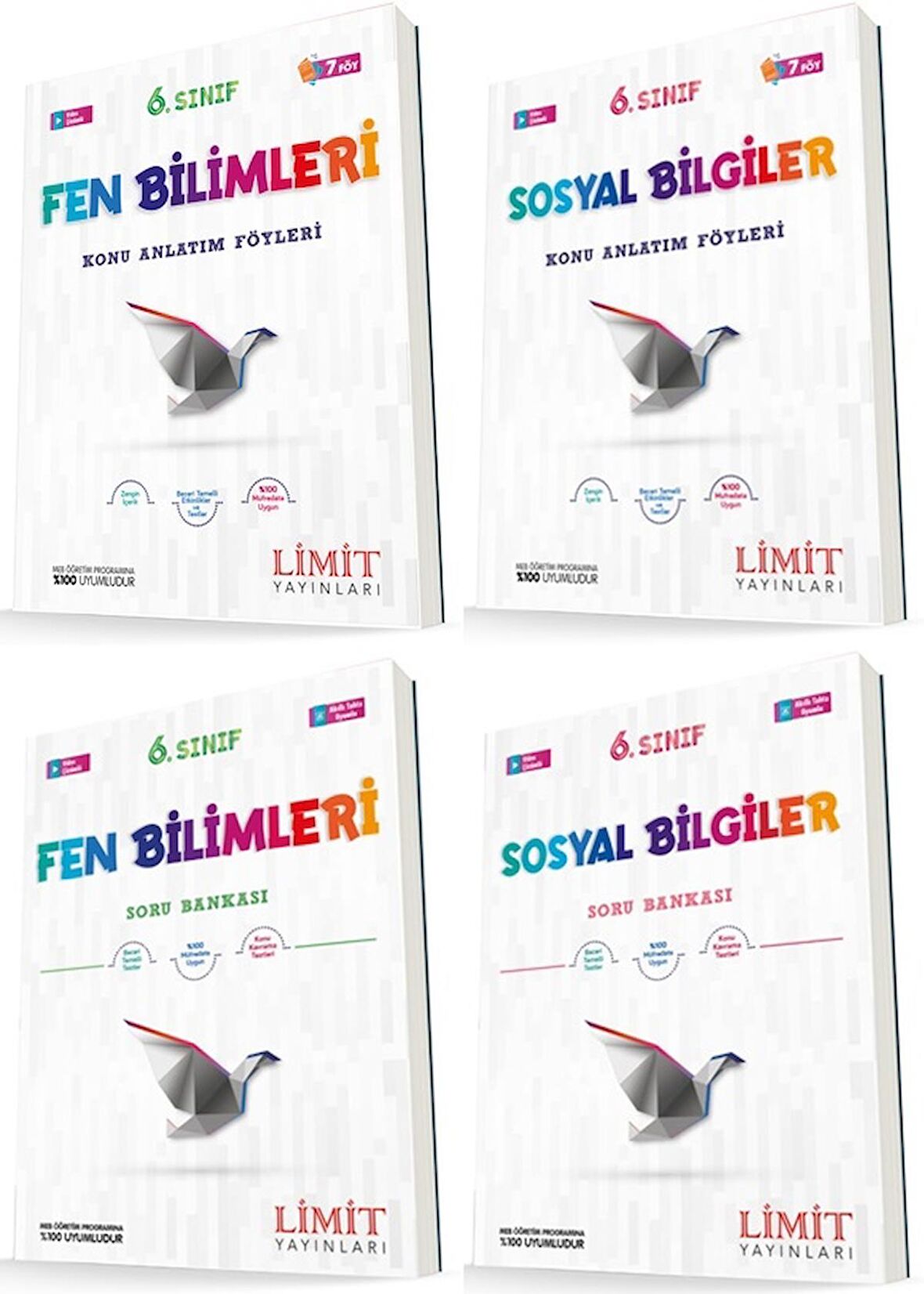 Limit 6. Sınıf Fen Bilimleri + Sosyal Bilgiler Konu Föyleri + Soru Seti 4 Kitap 2023