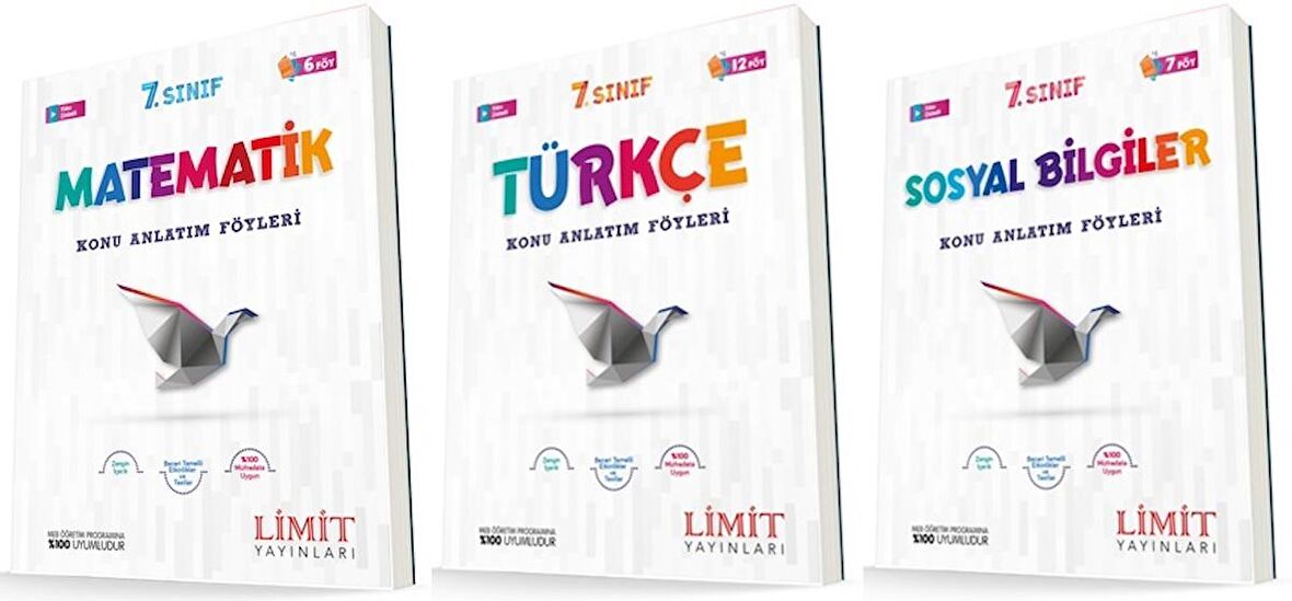 Limit 7. Sınıf Matematik + Türkçe + Sosyal Konu Föyleri Seti 3 Kitap 2023